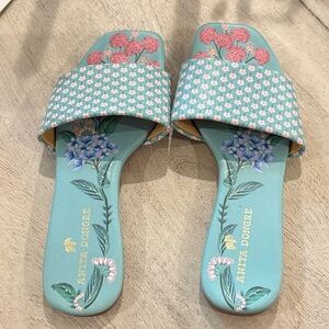 Anita Dongre Blue and Pink Floral Sandals